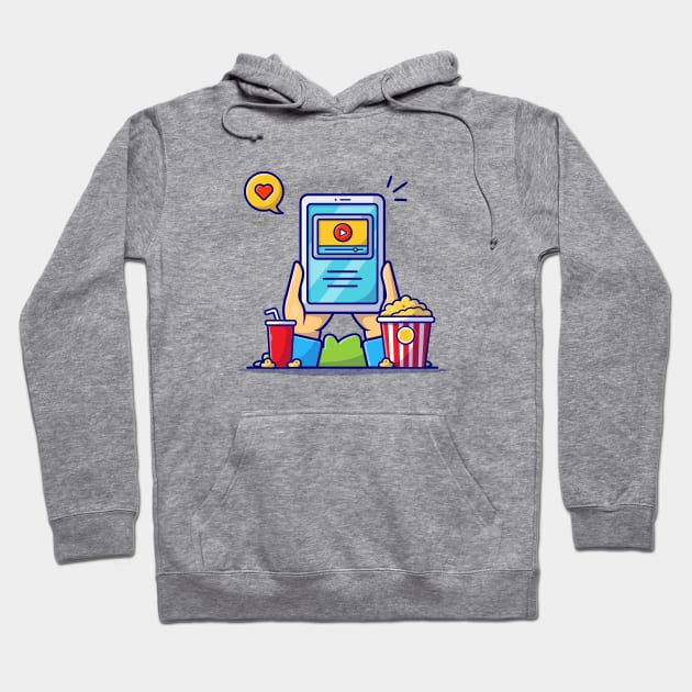 Watching Movie Online Cartoon Vector Icon Illustration Hoodie by Catalyst Labs